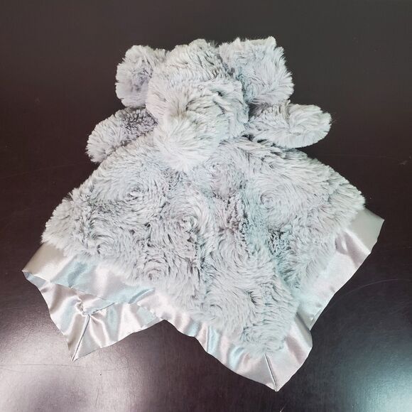 Cloud Island Gray Swirl Rosette Elephant Plush Lovey Security Blanket Satin - Picture 2 of 12